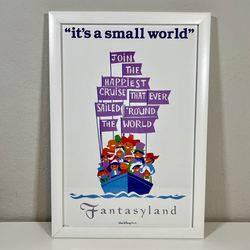 Disney It’s a Small World Fantasyland Poster WDW Framed Art 19.5x13.5