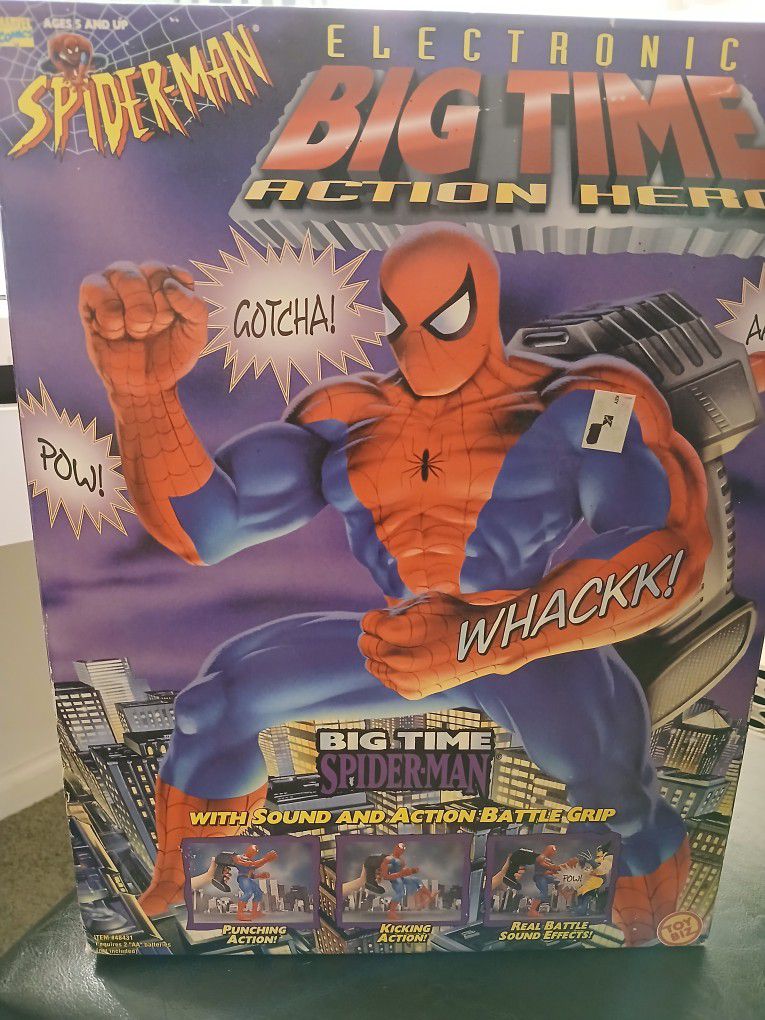 Marvel Spiderman Electronic Big Time Action Hero Vintage 1996 Toy Biz Brand New