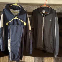 1- Lg Reebok Sweat suit, 1- xl Champion Lightweight Zip up