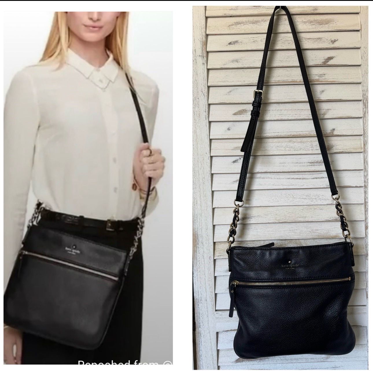 Kate Spade Shoulder Jackson Street Melisse Black Leather Cross Body Bag Purse