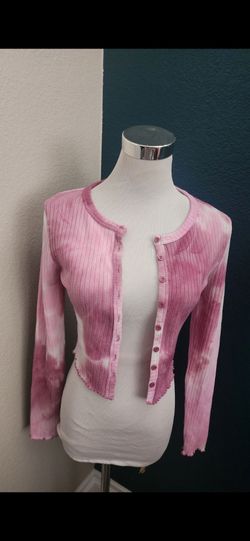 Pink and white tie dye bottom sweater in size S