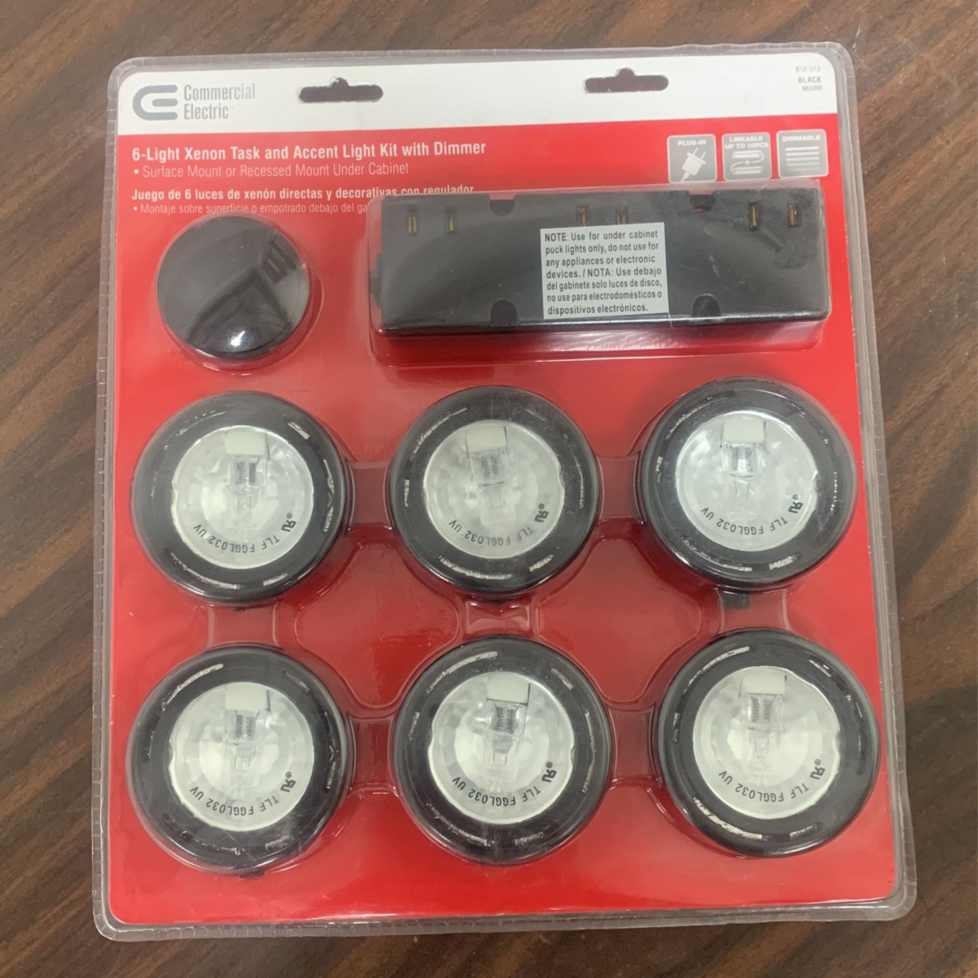 Commercial Electric 6-Light Under Cabinet Black Puck Kit with 200-Watt Touch Dimmer