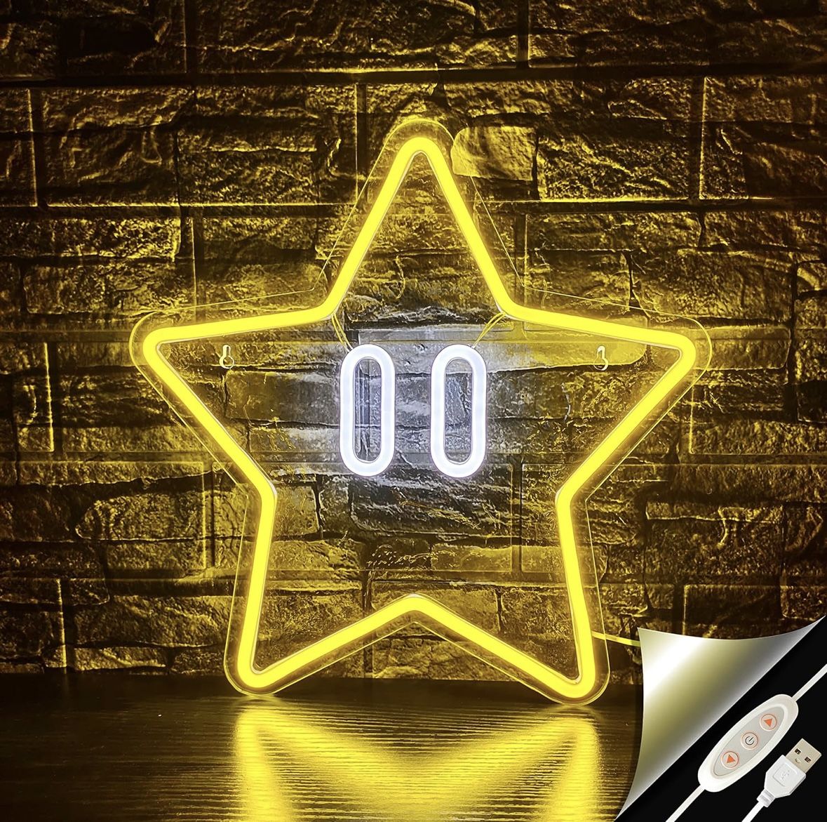 Open Box JIARODEY Star Neon Sign, Gaming Neon Sign for Game Room Decor, Man Cave, Kids Room,Super Star Gaming Wall Decor Gamer Gifts for Boys, Kids
