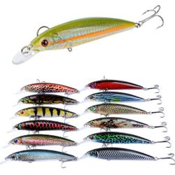 3D Painted Fishing Lures Minnow Baits 12pack Lot 