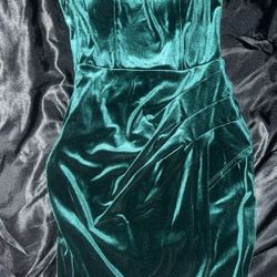 Velvet Green Crystal Doll Long Dance Dress 
