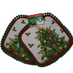 NWT Christmas Tree Kitchen Theme Handmade Potholders Set of 2