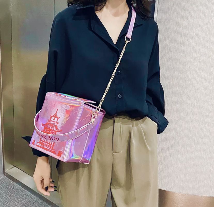Pink iridescent y2k 2000 00s retro dead stock unique gift soft girl Chinese  Take Out Box Crossbody Chain Handbag Purse Bag for Sale in Westworth  Village, TX - OfferUp