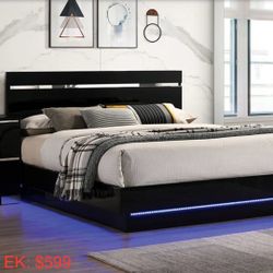 King Bed Frame With Led Light 