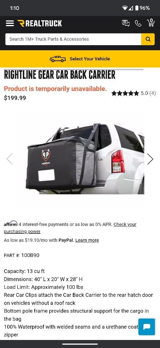 Travel Backpack For Car/SUV - Rightline Gear