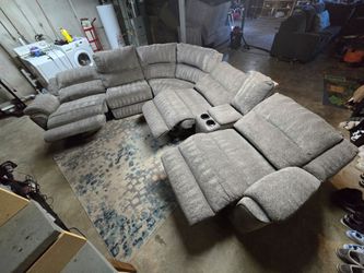 HomeStretch Catalina Power Gray 3 Piece Power Reclining Sectional w/ USB & Cup Holders