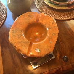 VINTAGE Alabaster Ashtray, hand carved in Italy .