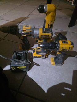 Dewalt drills and one light