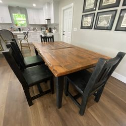 Dining Room Table, Four Chairs, Bench