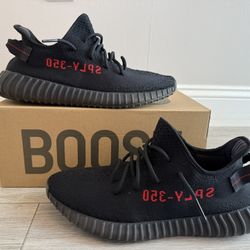 2017 Men's ADIDAS Yeezy Boost 350 V2 Bred CP9652 Core Black Red Size 12 Shoes Used w/ Box