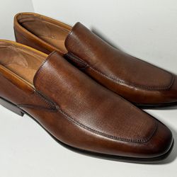 Florsheim Mens 12D Brown Postino Leather Slip On Loafers Shoes 15176-221