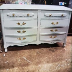 Solid Wood 6 Drawer Pale Blue Dresser