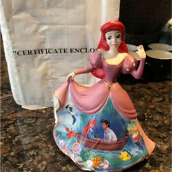 DISNEY FOREVER ARIEL BRADFORD EXCHANGE PORCELAIN BELL FIGURINE DISNEY DRESSES AND DREAMS FOREVER WITH CERTIFICATE OF AUTHENTICITY OBO