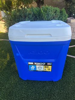 Igloo 60 Quart Ice Chest Cooler Roller Wheels 90 Cans Laguna Blue Camping Fishing Picnic Beach Cold Drinks Hielera Not Yeti