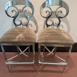 Vintage Metal Counter Height Stools (2)