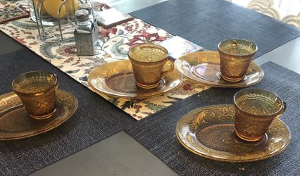 Tiara Indiana Sandwich Vintage Glass Set ( Brown )