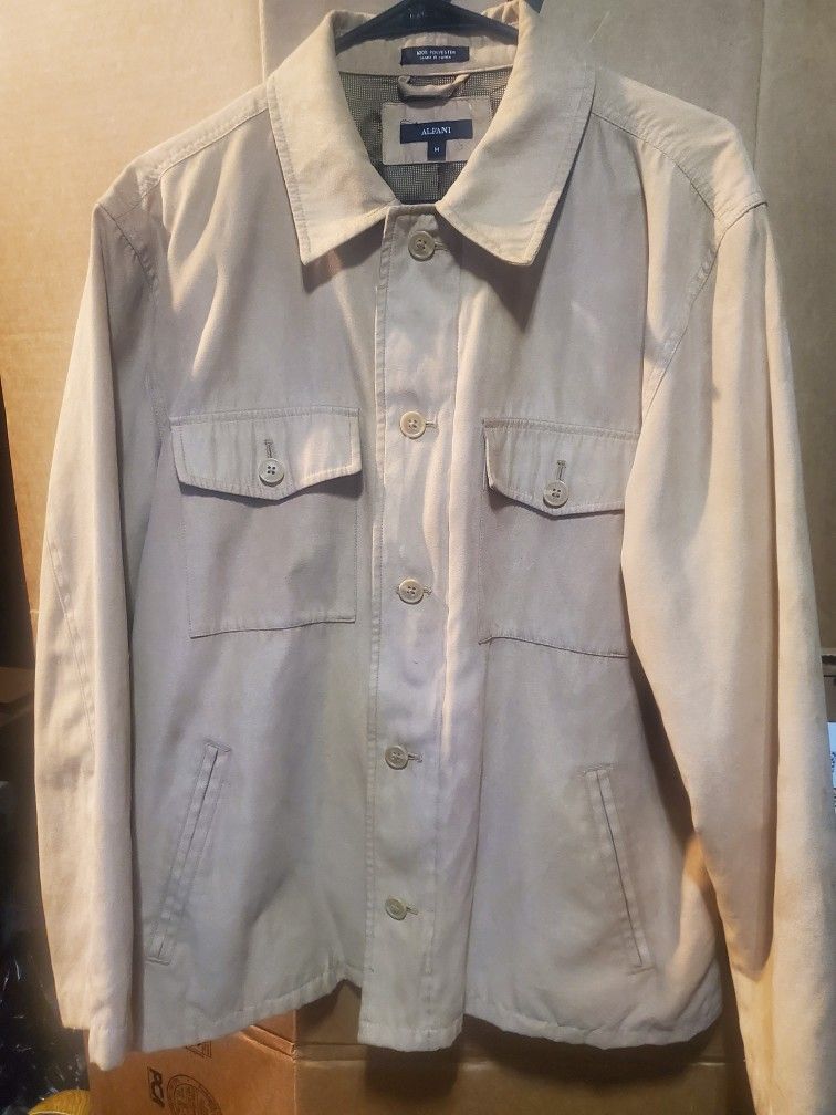 ALFANI MICROSUEDE Mens Medium FULL-ZIP/BUTTON DOWN SHIRT JACKET