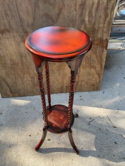 Vintage 38" Wooden Plant Stand Pedestal Table - Spiral Barley Twist Legs⁠