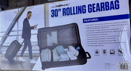 Azonic 30” Rolling Gear Bag - Heavy-Duty Travel Luggage with Wheels