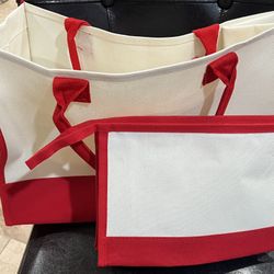 Canvas Tote With Makeup Pouch