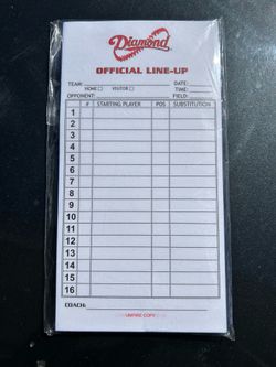 Softball Baseball Lineup Cards