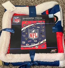 NFL Sherpa Trim Fleece Throw 50”x60”