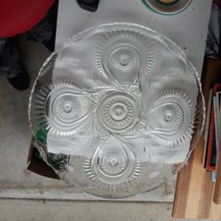 crystal punch bowl platter 