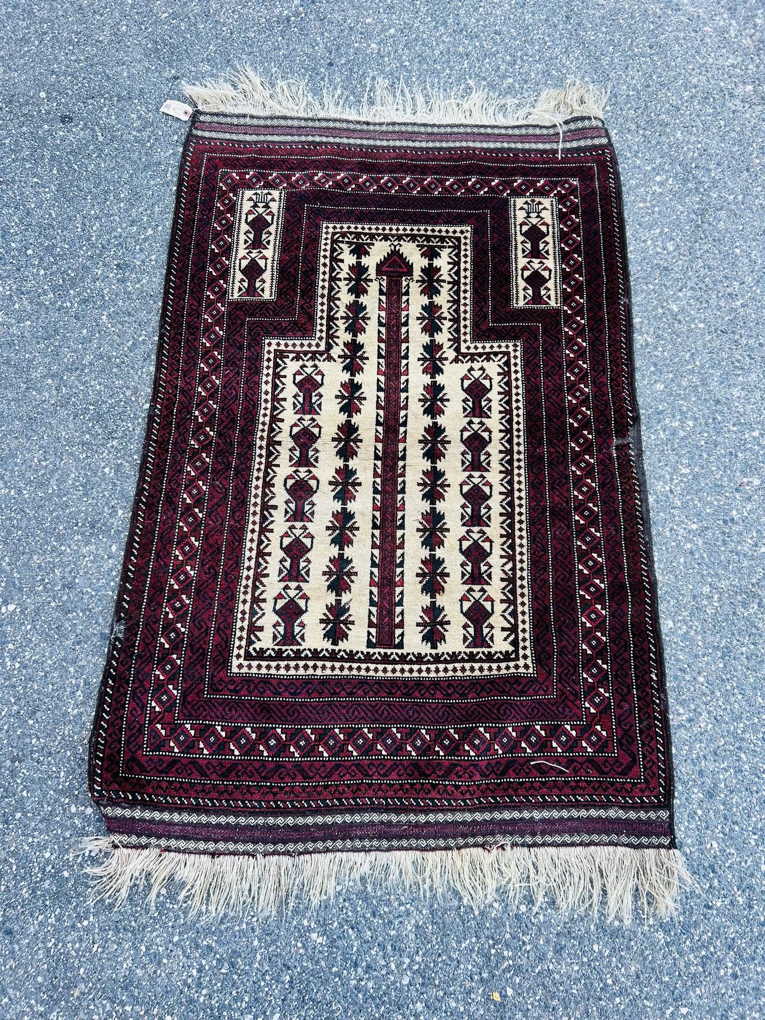 Handmade Baluchi Prayer Rug – 3’6” x 2’5” – Excellent Condition