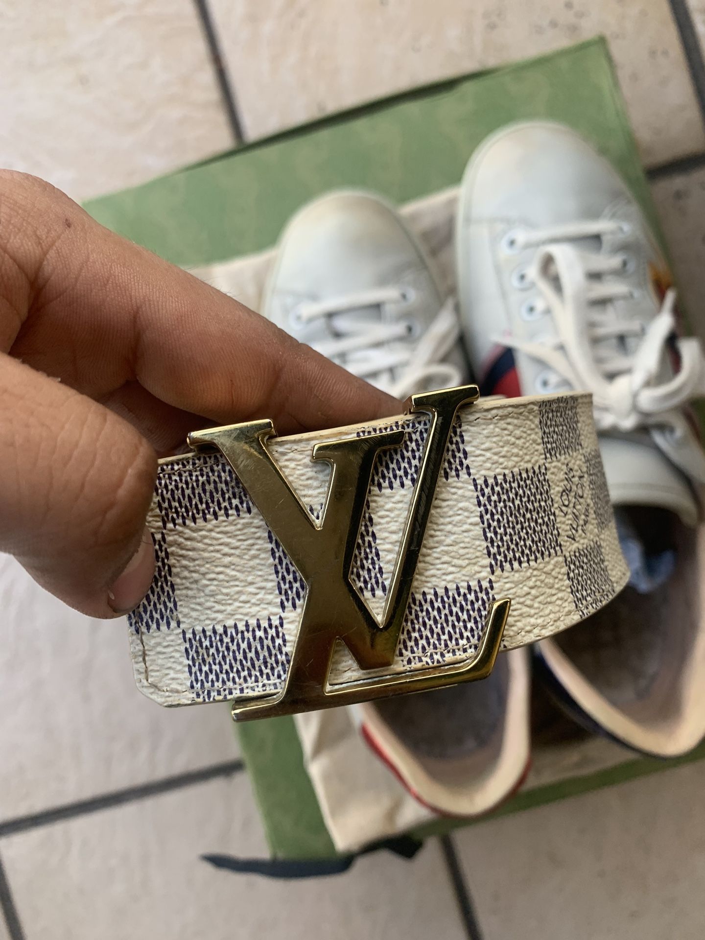 Authentic Louis Vuitton Damier Azur Belt 