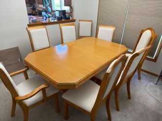 Wooden Dining Table with 8 Chairs