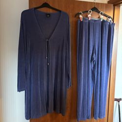 Citiknit’s Long Duster Cardigan And Wide Leg Pants 3XL