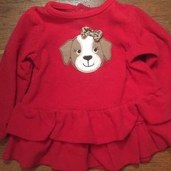 Baby Girl Carters Red Top Dog Size 18 Months Fleece