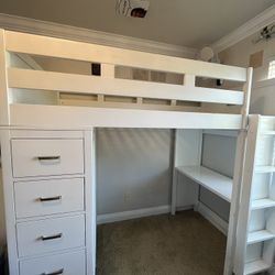 Twin Loft Bed With desk And storage Drawers