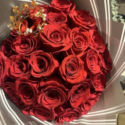 Flower bouquet, 25 roses $65