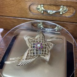 14KT Yellow Gold Shooting Star Ruby & Diamond Brooch / Pin