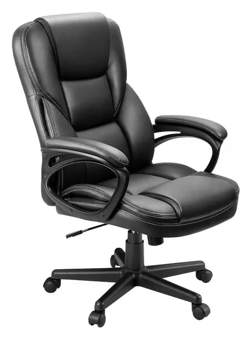 Big and Tall Black Leather High Back Executive Chair with Swivel Seat