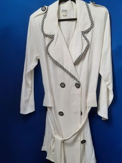 Vintage Sonata White Double-Breasted Belted Coat Dress