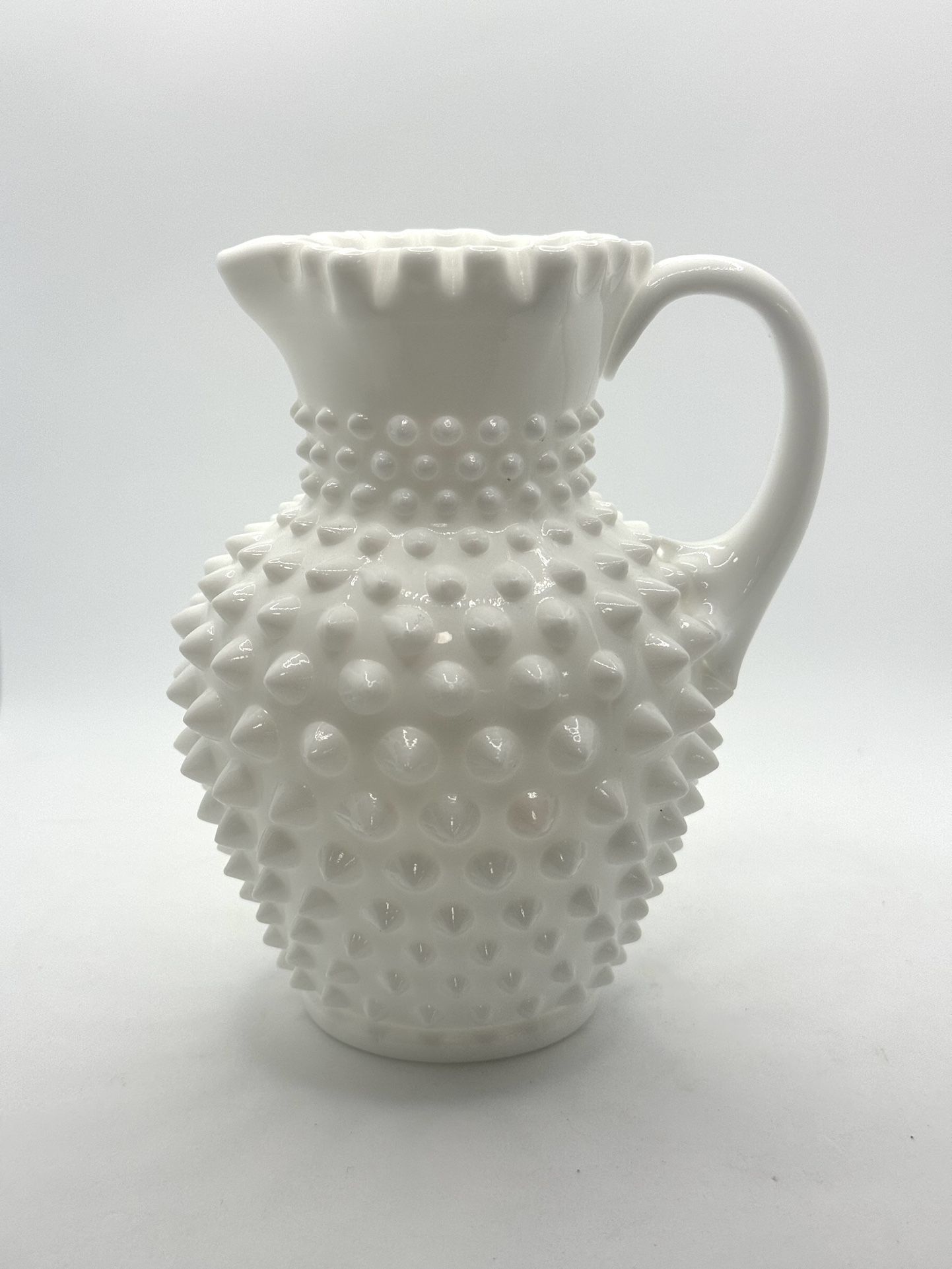 Vintage Fenton White Hobnail Milk Glass Pitcher 5.5”
