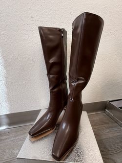 wetkiss PU Leather Knee High Boots - Brown (US10)