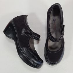 JBU by Jambu Emerald Mary Jane Black Vegan Leather Wedge Shoes Women’s Size 8.5M