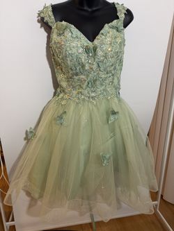 Women's plus Size Butterfly Dress Light Green