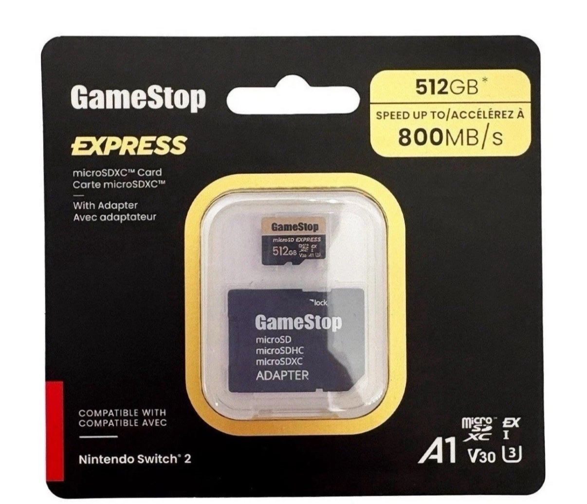 Nintendo Switch 2 512GB Express Micro SD Card GameStop w/ Adapter