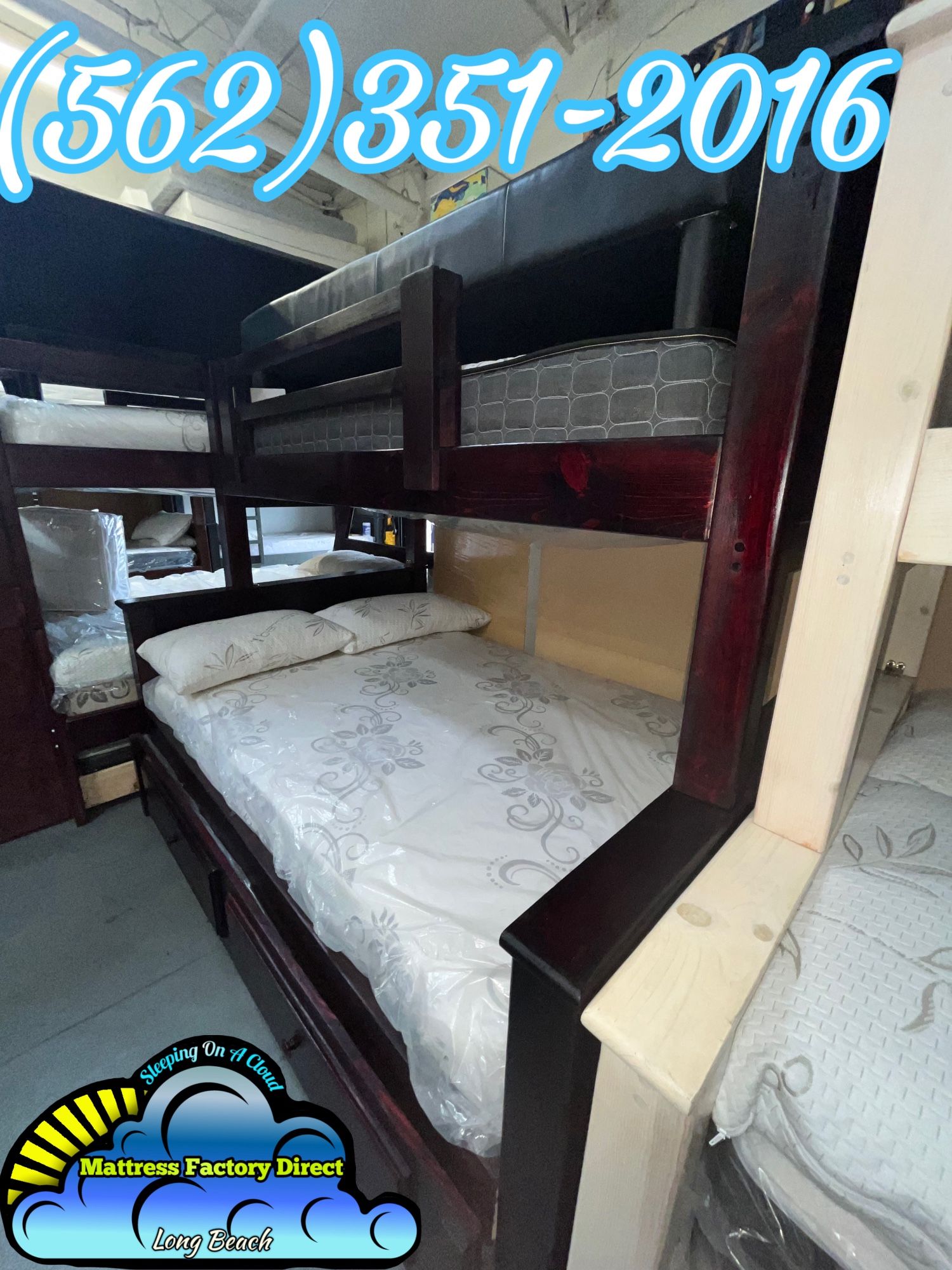 Twin Full Cherry Bunk Bed With Trundle Cama Bonita Nueva New