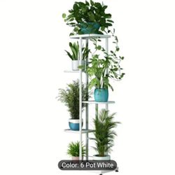 6 Pot Indoor Plant Stand, Multi-Layer Vintage Design Corner Flower Stand for Living Room Gray Or White