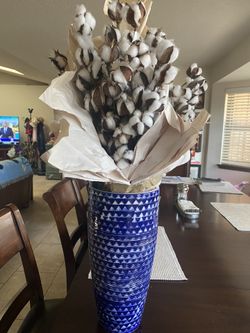 Vase With Cotton Stems