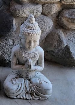 Praying 15" Buddhist Stone Garden Sculpture